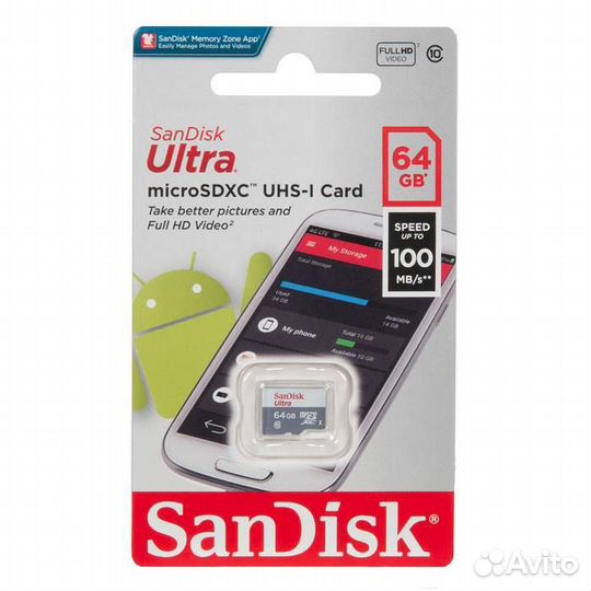 Карта памяти microsdxc 64Gb SanDisk Class 10 sdsqu