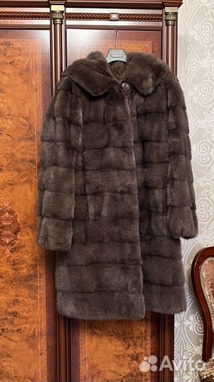 Шуба норковая с капюшоном