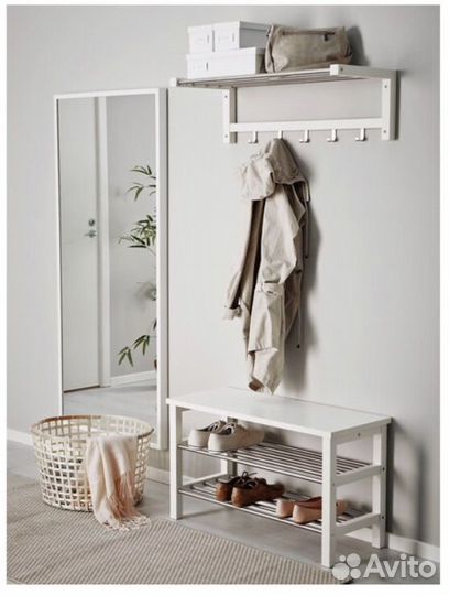 Скамья с полкой для обуви, белый, IKEA чусиг