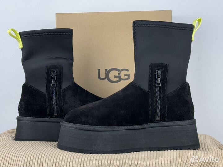 Угги UGG Dipper Black женские на платформе