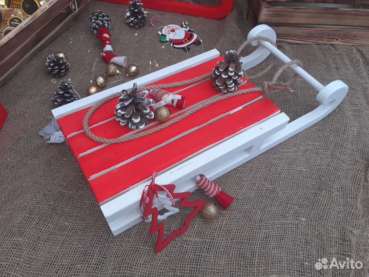 Санки декоративные деревянные