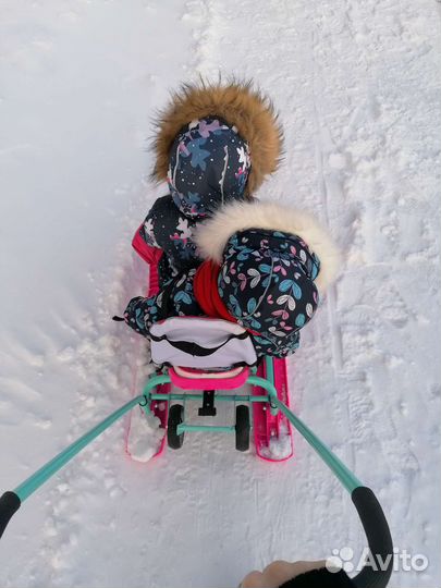 Снегокат Ника Кидс со спинкой и колёсами
