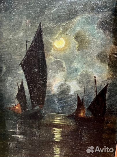 Пара старинных морских пейзажей. 19в Франция