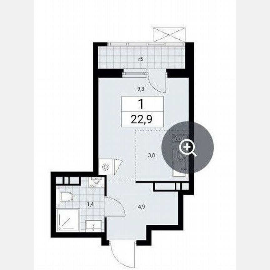 Квартира-студия, 24,2 м², 8/16 эт.