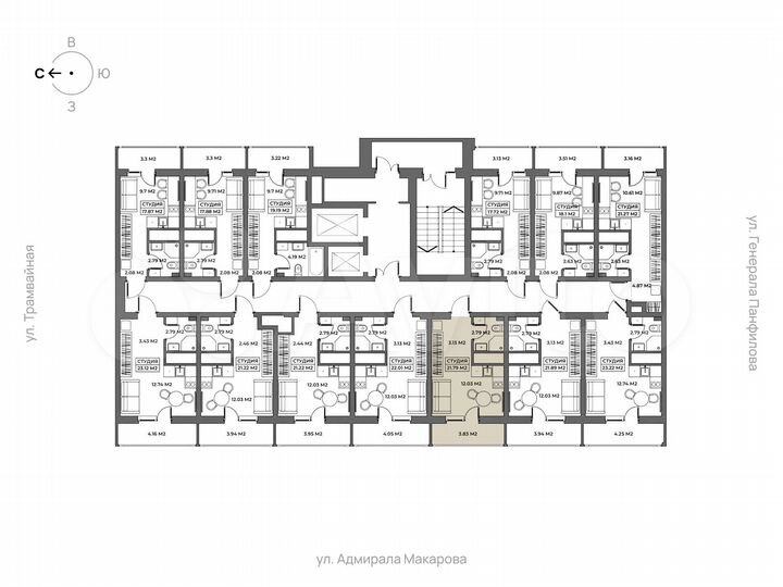 Апартаменты-студия, 21,8 м², 6/19 эт.