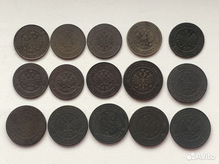 Коллекция медных царских монет.33 штуки.Оптом