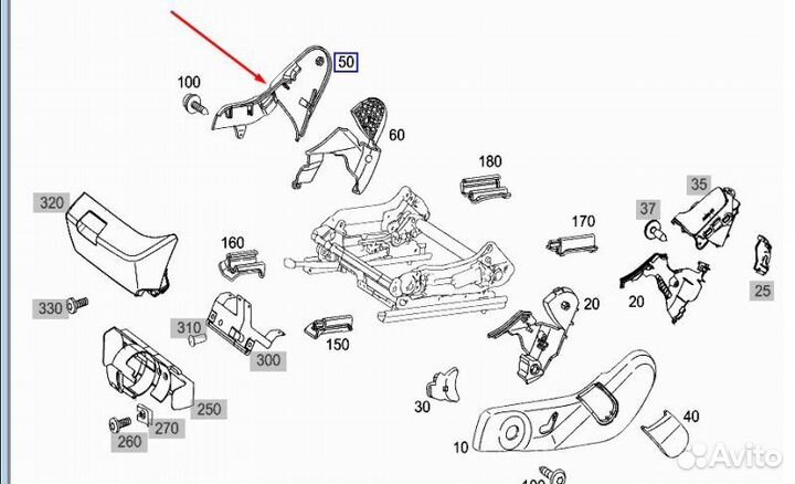 Накладка сиденья передняя левая Mercedes C W204 OM