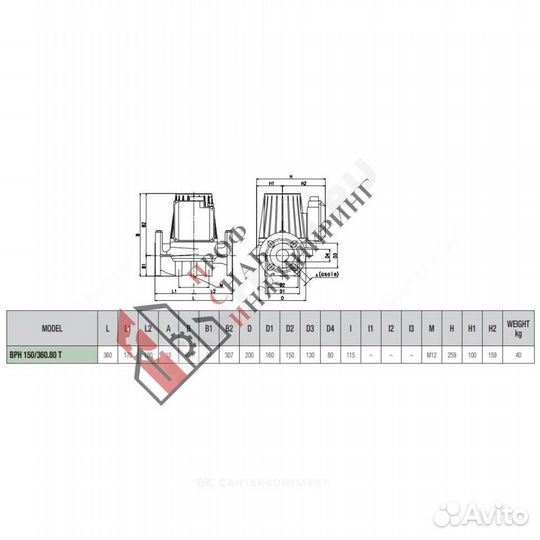 Насос BPH 150/360.80T PN10 3х230-400В/50Гц DAB 505