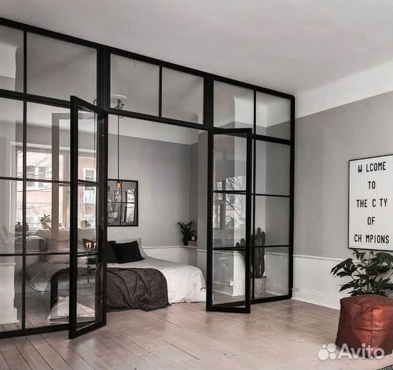 Стеклянные межкомнатные перегородки Лофт