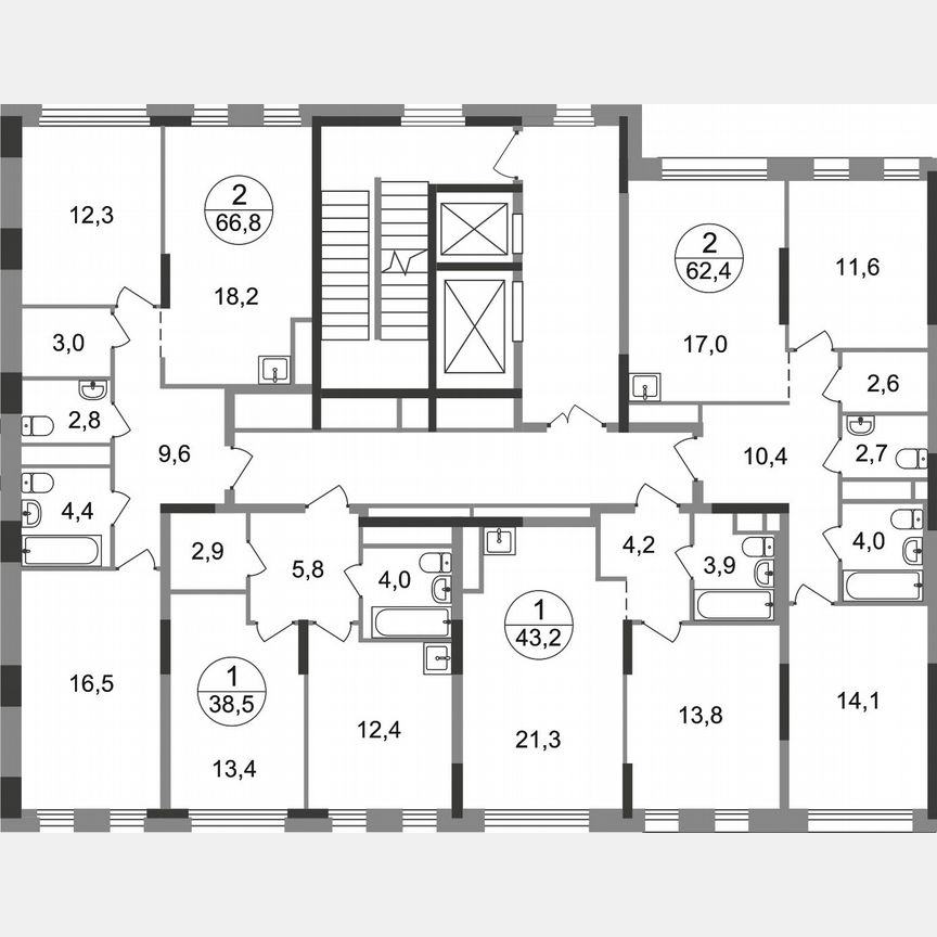 1-к. квартира, 43,2 м², 8/17 эт.
