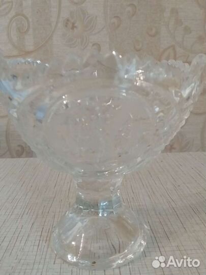 Ваза для фруктов на ножке хрусталь