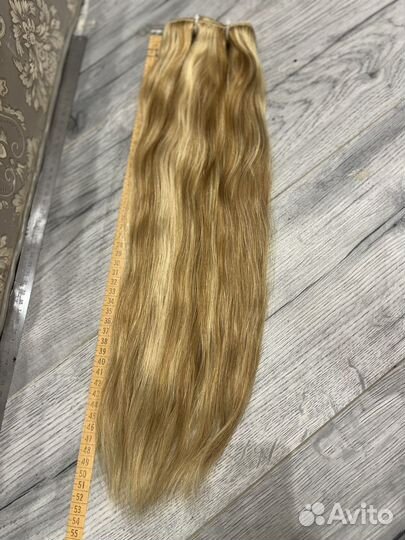 Волосы на заколках натурал мелированные