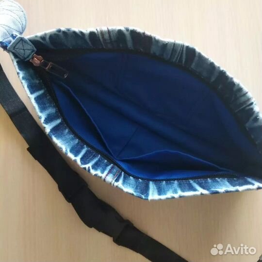 Джинсовая сумка на пояс (плечо)