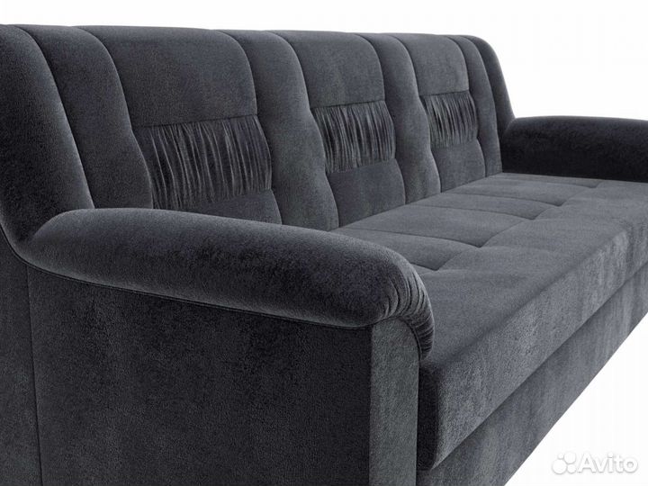 Диван прямой Карелия, велюр, tower 11 черный