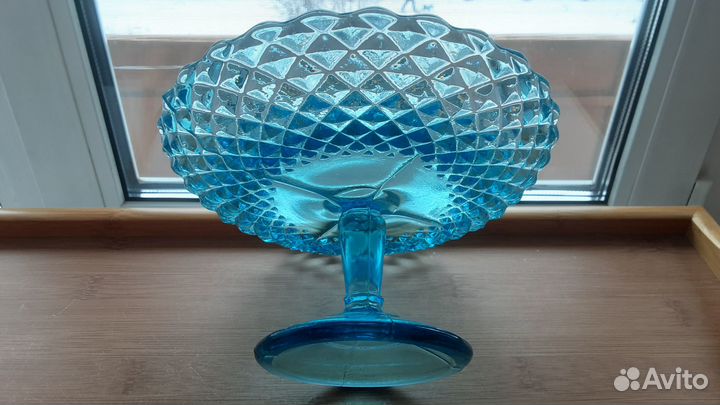 Ваза фруктовница. Купоросное стекло. До 1917 г