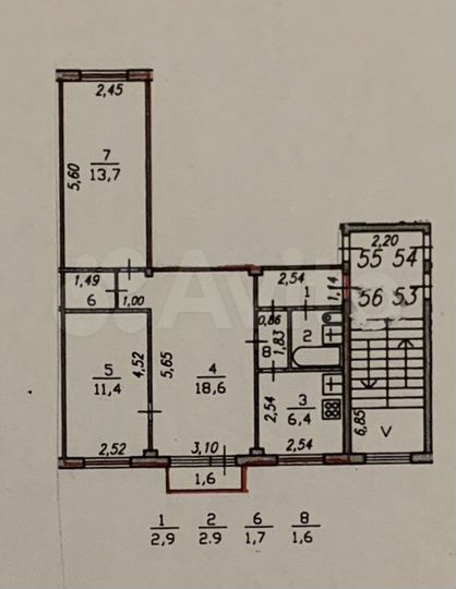 3-к. квартира, 59 м², 4/4 эт.