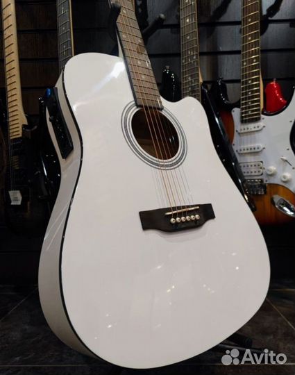 Гитара электроакустическая белая гарантия