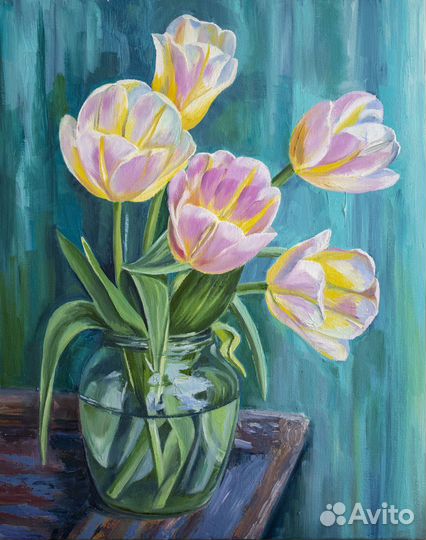 Картина маслом тюльпаны в вазе. Картина с цветами