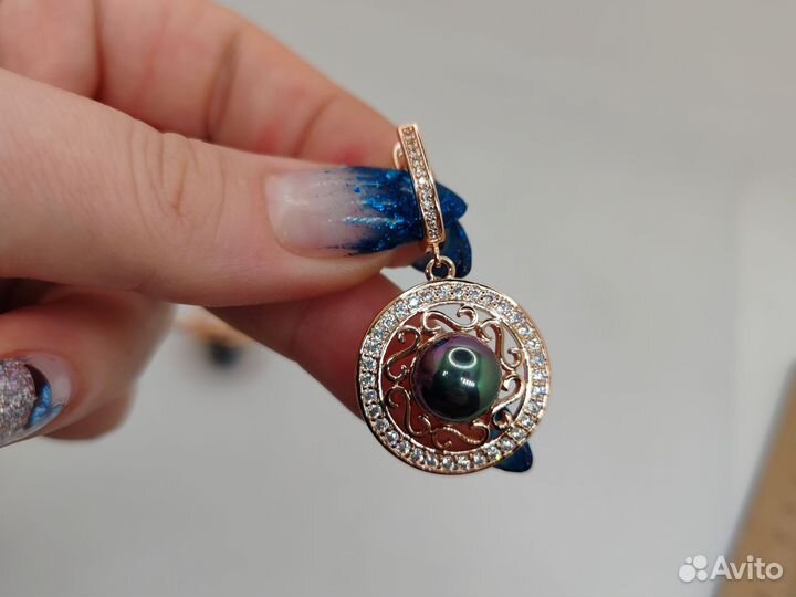 Шикарный набор, чёрный жемчуг, 20р