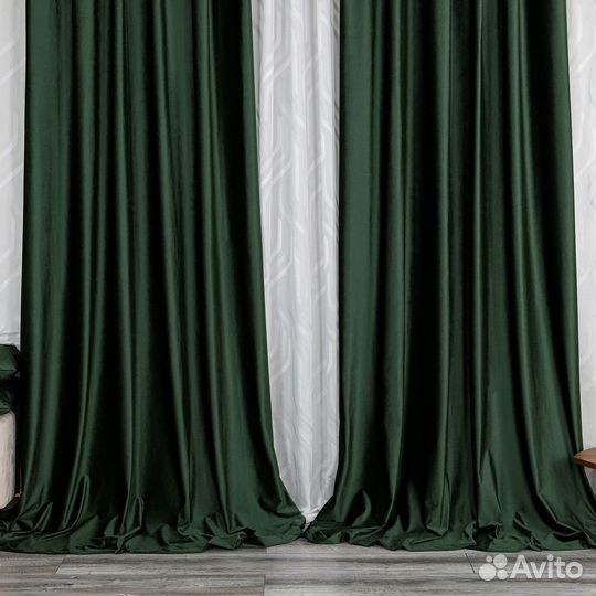 Шторы бархат Беллиссимо Темно-зеленый