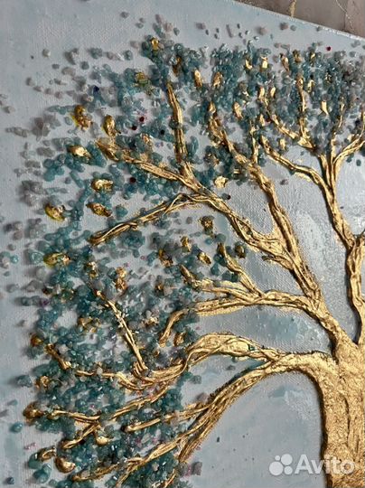 Интерьерная картина ручная работа.Золотое дерево