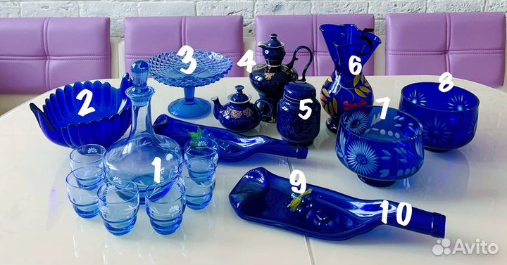 Синее стекло Посуда СССР