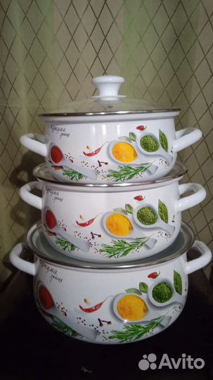 Кастрюля набор эмаль 4.5*3.2л*2.3л