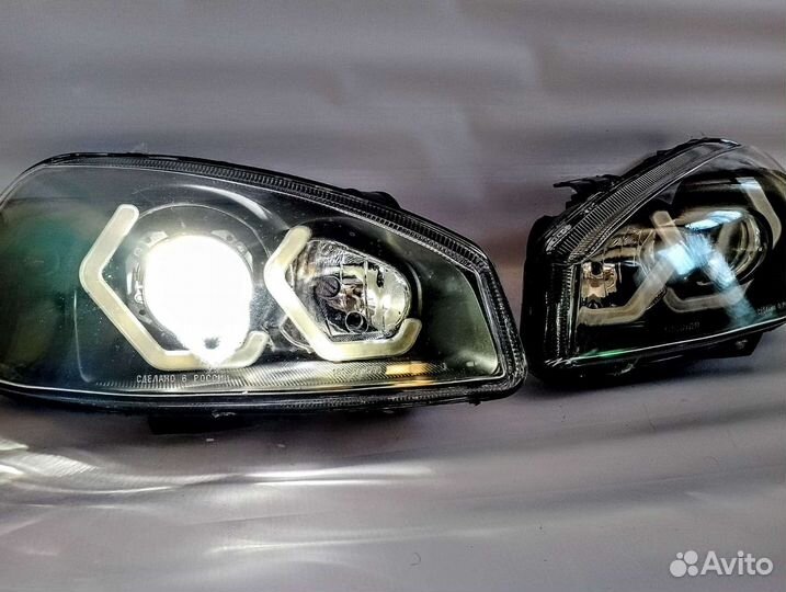 Тюнинг фары калина 1 ангельские глазки bi led