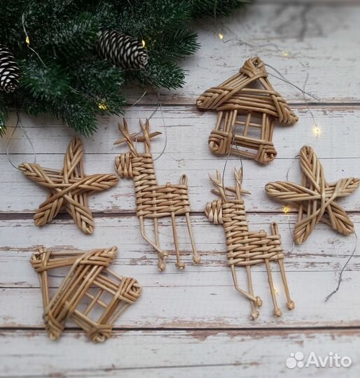 Плетеные новогодние игрушки на ёлку