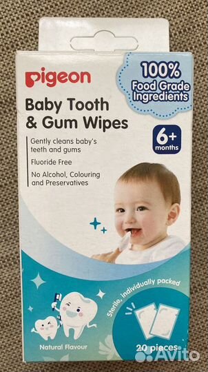 Салфетки для чистки молочных зубов Pigeon