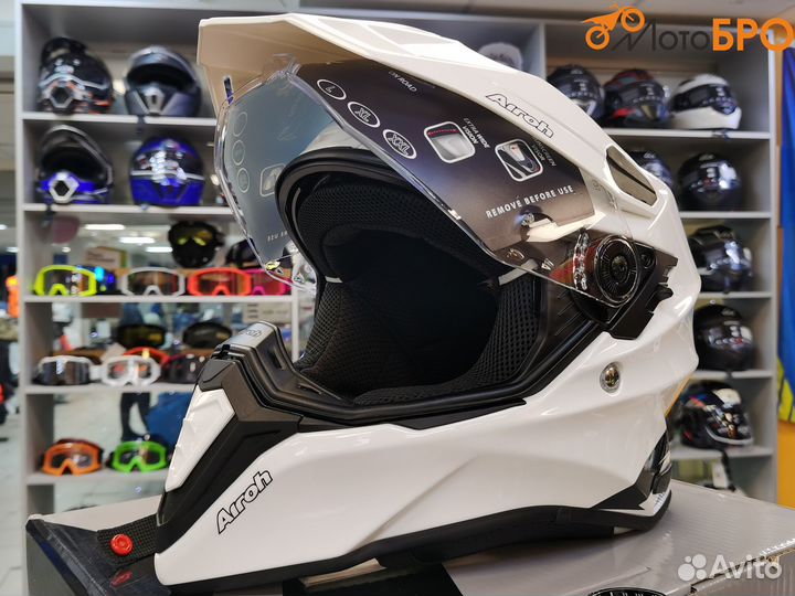 Шлем мотард Airoh commander white glossy