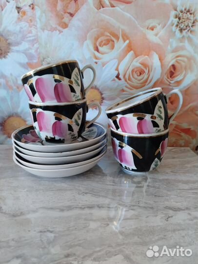 Советская чайная пара цветы Вербилки