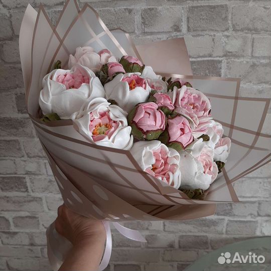 Букет съедобный из зефирных пионов