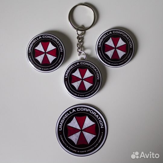 Набор значок магнит брелок наклейка Resident Evil