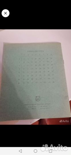 Тетрадь в клетку. С таблицей умножения