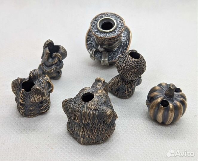 Бусина на темляк Чеширский кот бронза