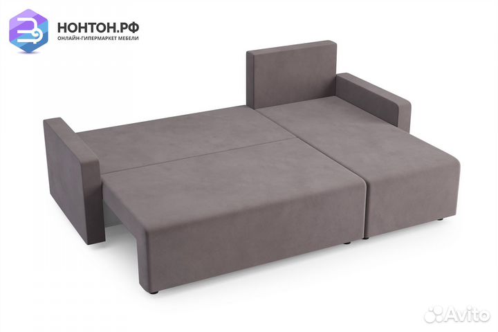 Диван угловой еврокнижка Мидгард коричневый