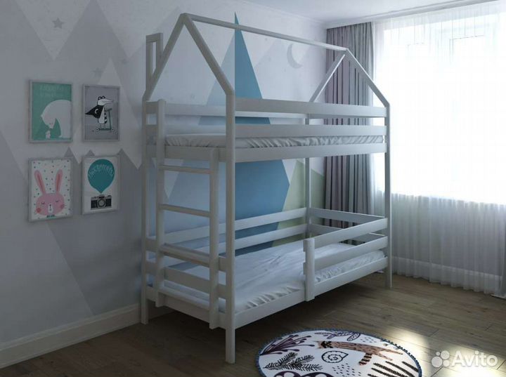 Двухъярусная кровать домик