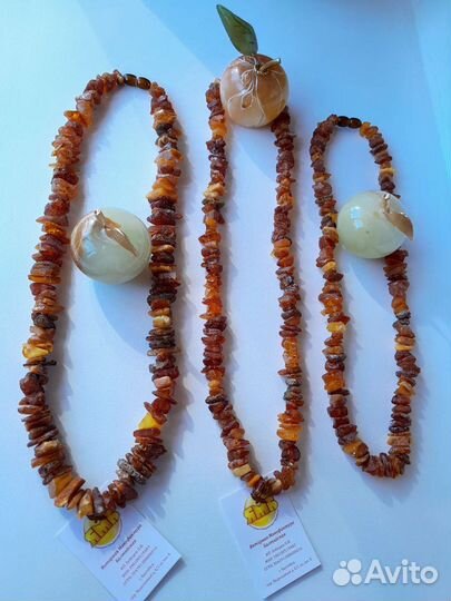 Бусы из лечебного необработанного янтаря
