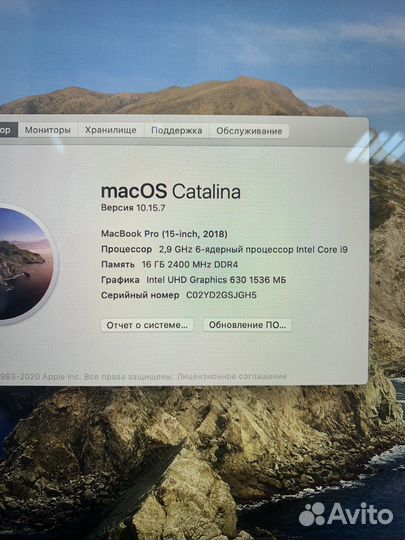 MacBook Pro 15 2018 i9 16gb 512gb radeon560x