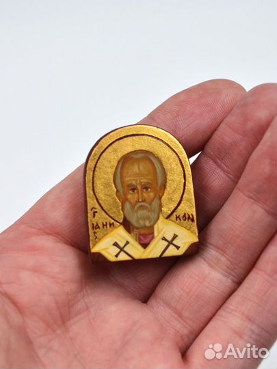 Николай Чудотворец рукописная дорожная икона