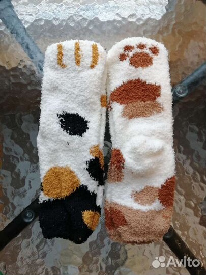 Носки тёплые с кошачьими лапками
