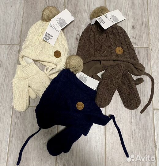 Шапка и варежки hm детские 74/80,86/92