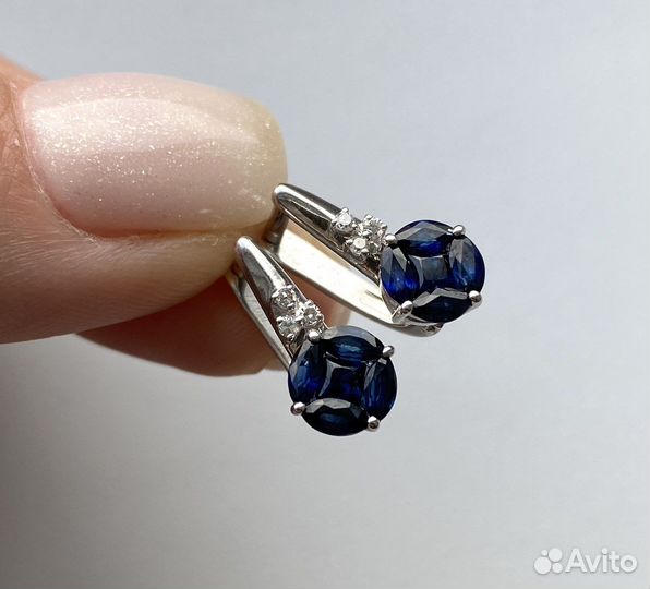 Серьги золотые с сапфирами и бриллиантами