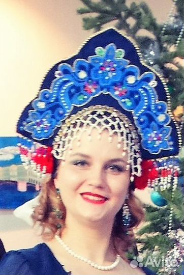 Кокошник Снегурочка авторский ручной работы