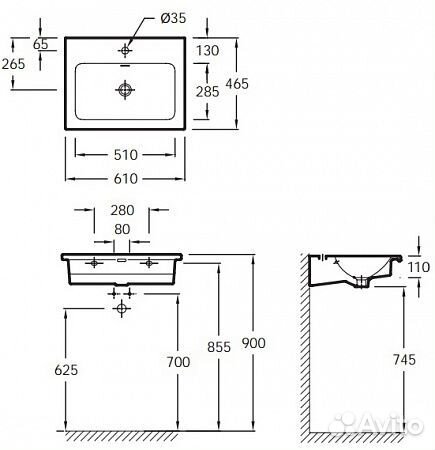 Раковина Jacob Delafon Vox 60 exaf112-00