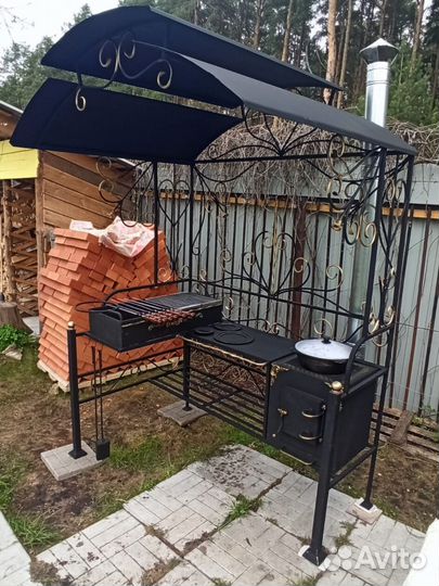 Мангал с печью под казан