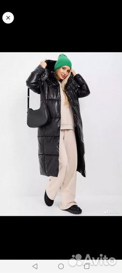 Пуховик кожаный 42-44 зима