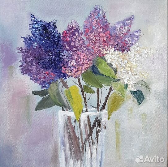 Картина маслом Букет сирени интерьерная картина