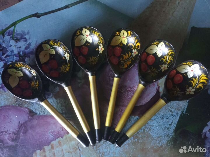 Ложки нержавейка СССР. Ложки деревянные хохлома